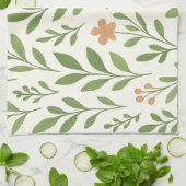 Minimalistisches botanisches Muster mit grünen Blä Geschirrtuch (Gefaltet)