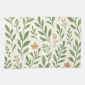 Minimalistisches botanisches Muster mit grünen Blä Geschirrtuch (Horizontal)