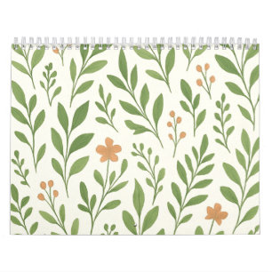 Minimalistisches botanisches Muster mit grünen Blä Kalender