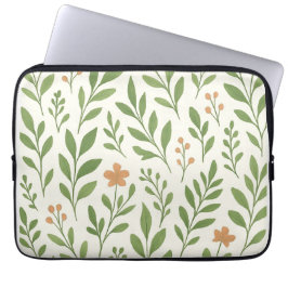 Minimalistisches botanisches Muster mit grünen Blä Laptopschutzhülle