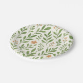 Minimalistisches botanisches Muster mit grünen Blä Pappteller (Schrägansicht)