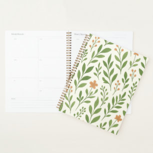 Minimalistisches botanisches Muster mit grünen Blä Planer