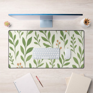 Minimalistisches botanisches Muster mit grünen Blä Schreibtischunterlage