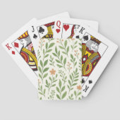 Minimalistisches botanisches Muster mit grünen Blä Spielkarten (Rückseite)