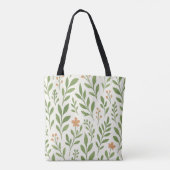Minimalistisches botanisches Muster mit grünen Blä Tasche (Rückseite)