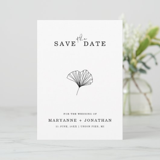 Minimalistisches botanisches QR-Code-Foto Save The Date (Stehend Vorderseite)
