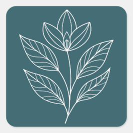 Minimalistisches botanisches Thema Quadratischer Aufkleber