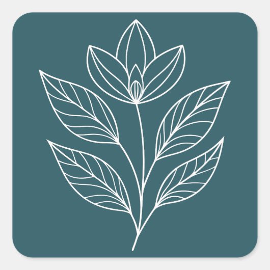 Minimalistisches botanisches Thema Quadratischer Aufkleber (Vorderseite)