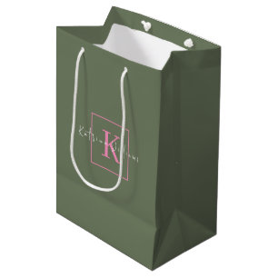 Minimalistisches Branding-Logo-Seite Grün-Rosa-Mon Mittlere Geschenktüte