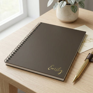 Minimalistisches braunes Gold-Schrift-Name-Design Notizblock