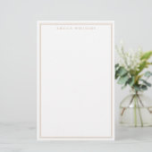 Minimalistisches braunes Monogramm mit zwei Ränder Briefpapier (Stehend Vorderseite)