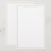 Minimalistisches braunes Monogramm mit zwei Ränder Briefpapier (Vorne/Hinten)