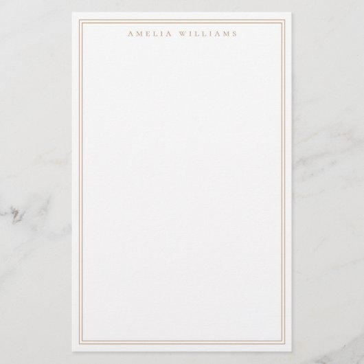 Minimalistisches braunes Monogramm mit zwei Ränder Briefpapier (Vorderseite)