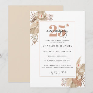 Minimalistisches braunes Skript 25. Hochzeitstag Einladung