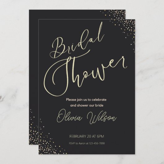 Minimalistisches Brautparty aus Schwarz und Creme Save The Date (Vorne/Hinten)