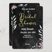 Minimalistisches Brautparty aus schwarzem Marmor Einladung (Vorne/Hinten)