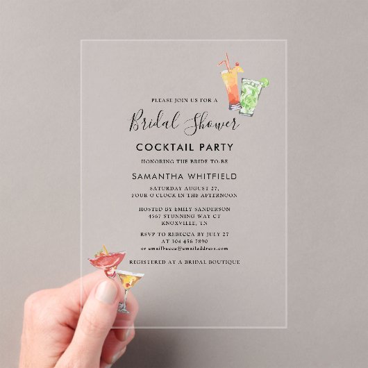 Minimalistisches Brautparty Cocktail Party Acryleinladungen (Insitu (Handheld))