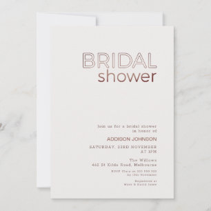 Minimalistisches Brautparty des modernen braunen T Einladung