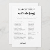 Minimalistisches Brautparty Film Liebe Song Match Einladung (Vorne/Hinten)