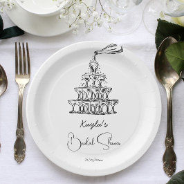 Minimalistisches Brautparty für den handgezogenen  Pappteller