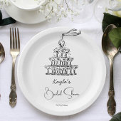 Minimalistisches Brautparty für den handgezogenen Pappteller