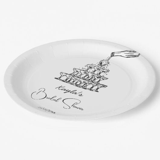 Minimalistisches Brautparty für den handgezogenen Pappteller (Schrägansicht)