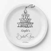 Minimalistisches Brautparty für den handgezogenen Pappteller (Vorderseite)