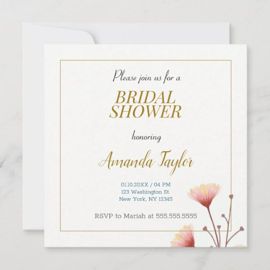 Minimalistisches Brautparty für die Goldfarbe Save The Date (Vorderseite)