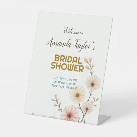 Minimalistisches Brautparty für die Goldfarbe Sockelschild (Vorderseite)