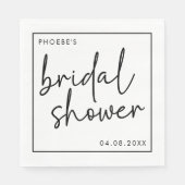 Minimalistisches Brautparty für Schwarz und Weiß Serviette (Vorderseite)