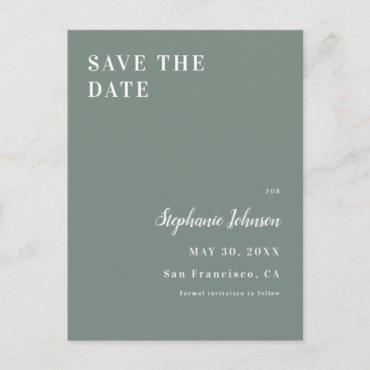 Minimalistisches Brautparty in Farbe Grün und Weiß Ankündigungspostkarte (Vorderseite)