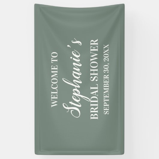 Minimalistisches Brautparty in Farbe Grün und Weiß Banner (Vertikal)