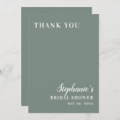 Minimalistisches Brautparty in Farbe Grün und Weiß Dankeskarte (Vorne/Hinten)