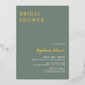 Minimalistisches Brautparty in Farbe Grün und Weiß Folieneinladung (Vorderseite)