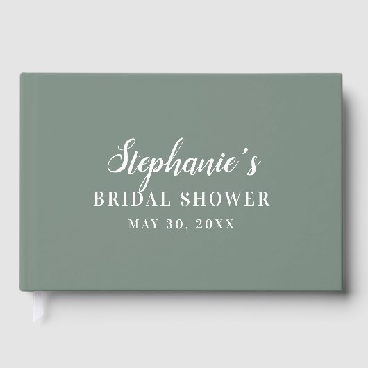 Minimalistisches Brautparty in Farbe Grün und Weiß Gästebuch (Vorderseite)