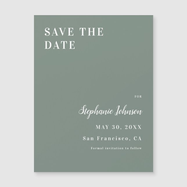 Minimalistisches Brautparty in Farbe Grün und Weiß Magnetkarte (Vorderseite)