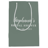 Minimalistisches Brautparty in Farbe Grün und Weiß Mittlere Geschenktüte (Vorderseite)