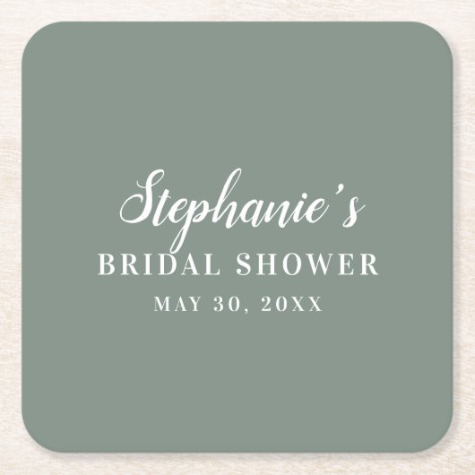Minimalistisches Brautparty in Farbe Grün und Weiß Rechteckiger Pappuntersetzer (Vorderseite)