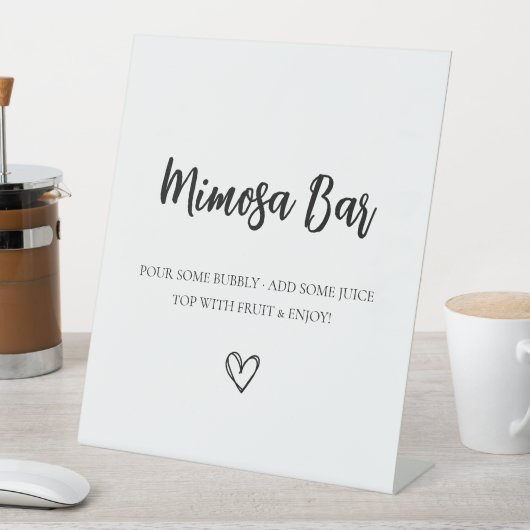 Minimalistisches Brautparty Mimosa Bar Sign Sockelschild (In Situ)