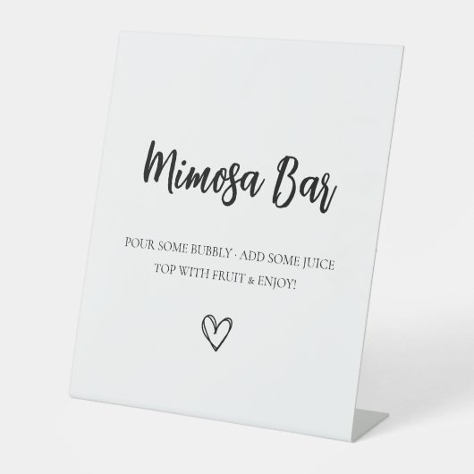 Minimalistisches Brautparty Mimosa Bar Sign Sockelschild (Vorderseite)