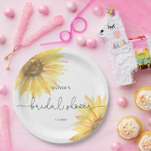 Minimalistisches Brautparty mit Sonnenblumen Pappteller (Party)