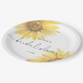 Minimalistisches Brautparty mit Sonnenblumen Pappteller (Schrägansicht)