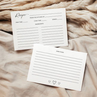 Minimalistisches Brautparty Rezept Karte