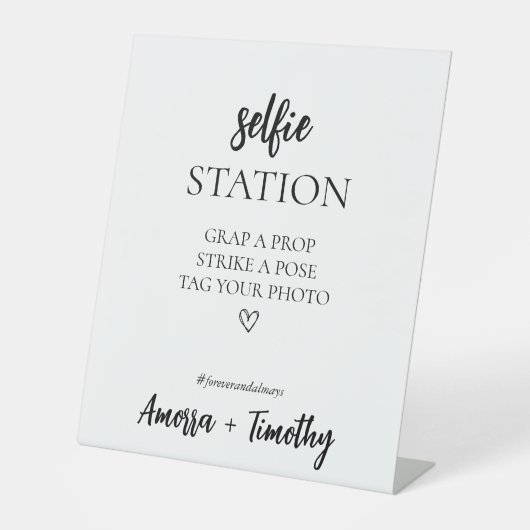 Minimalistisches Brautparty-Selfstation-Zeichen Sockelschild (Vorderseite)