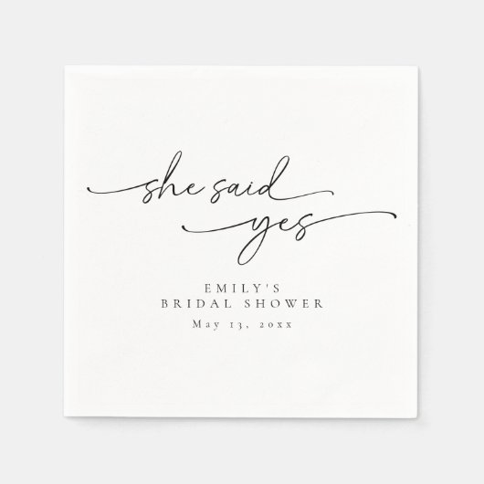 Minimalistisches Brautparty Sie sagte ja Napkins Serviette (Vorderseite)