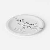 Minimalistisches Brautparty Sie sagte ja Pappteller (Schrägansicht)