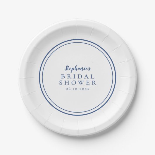 Minimalistisches Brautparty Simple Navy Blue Pappteller (Vorderseite)