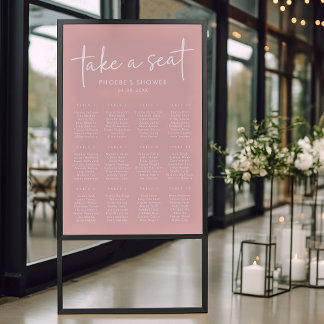 Minimalistisches Brautparty-Sitzdiagramm in rosa Poster
