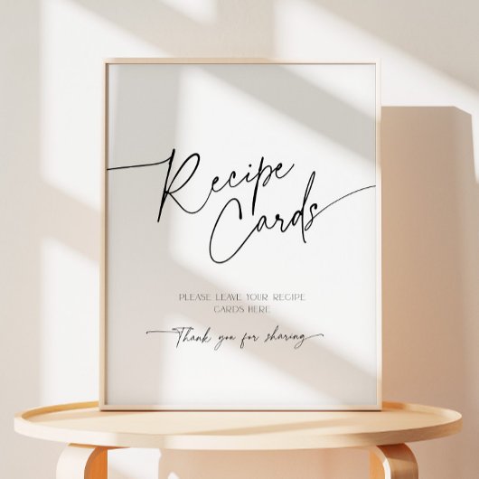 Minimalistisches Brautparty-Skript für die Rezept- Sockelschild