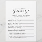 Minimalistisches Brautparty Was hat der Groom gesa (Vorderseite)